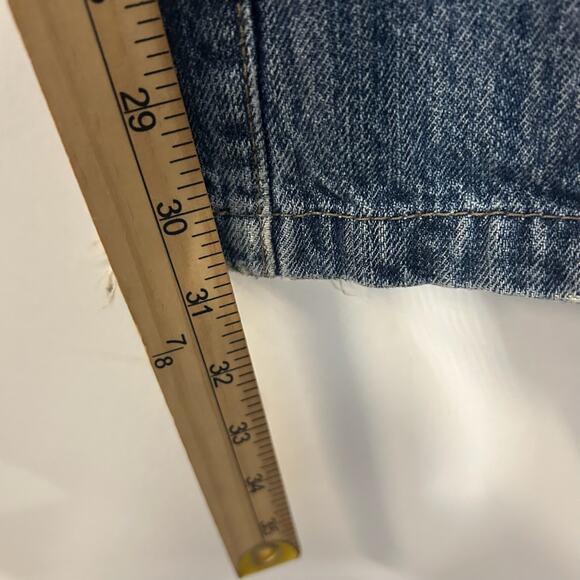 Armani Exchange Distressed Straight Leg 5 Pocket Washed Blue Denim Jeans Mens 31 - Picture 6 of 8